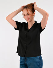 Blusa Para Dama Supply Company Manga Corta Tipo Camisera Fit 4551 Negro