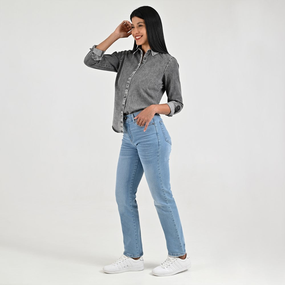 Jeans Para Dama Supply Woman Regular Fit 2384 Azul Petróleo
