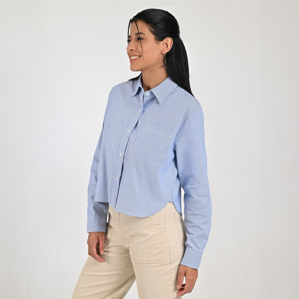 Blusa Para Dama Supply Woman Manga Larga 8154 Azul Plumbago