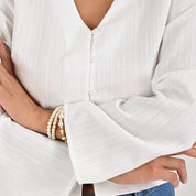 Blusa Para Dama Supply Woman Manga Larga Escote V 3721 Blanco