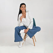 Blusa Para Dama Supply Woman Manga Larga Escote V 3721 Blanco