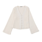 Blusa Para Dama Supply Woman Manga Larga Escote V 3721 Blanco