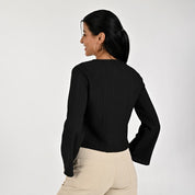 Blusa Para Dama Supply Woman Manga Larga Escote V 3721 Negro