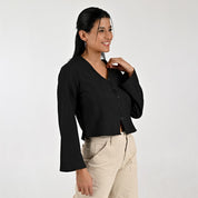 Blusa Para Dama Supply Woman Manga Larga Escote V 3721 Negro