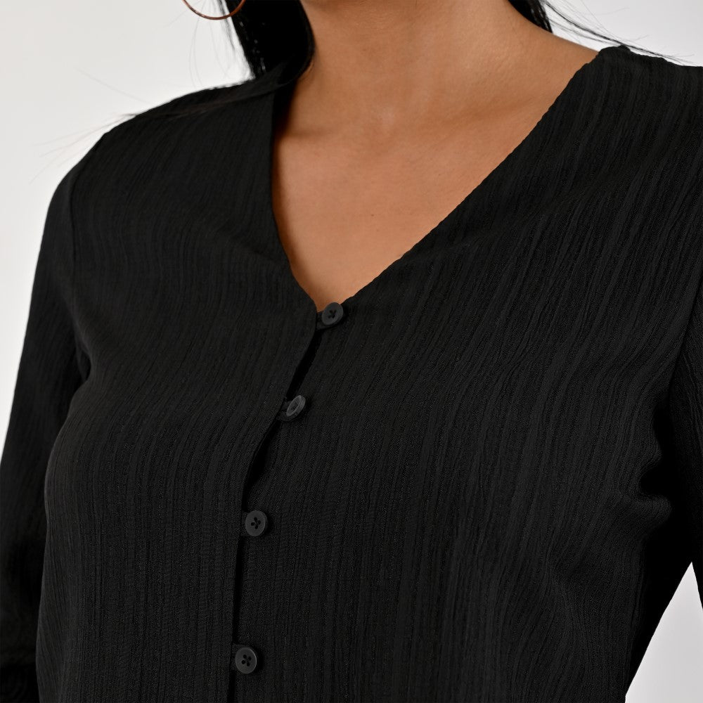 Blusa Para Dama Supply Woman Manga Larga Escote V 3721 Negro