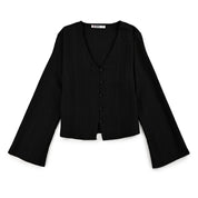 Blusa Para Dama Supply Woman Manga Larga Escote V 3721 Negro