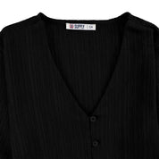 Blusa Para Dama Supply Woman Manga Larga Escote V 3721 Negro