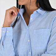 Blusa Para Dama Supply Woman Manga Larga Camisera 7981 Azul