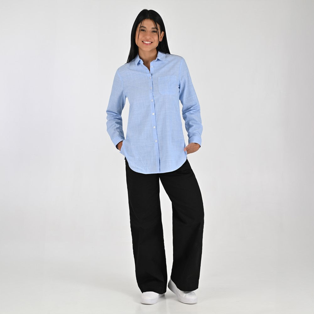 Blusa Para Dama Supply Woman Manga Larga Camisera 7981 Azul
