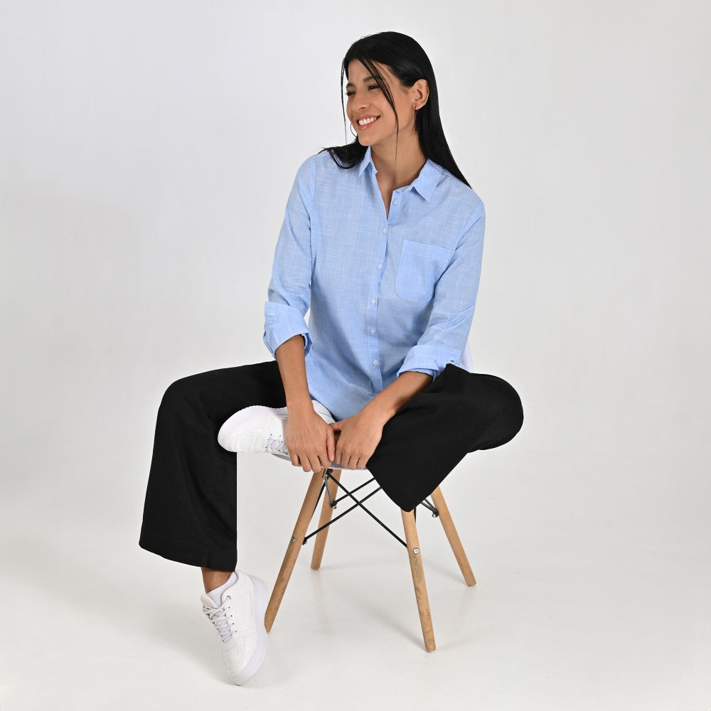 Blusa Para Dama Supply Woman Manga Larga Camisera 7981 Azul
