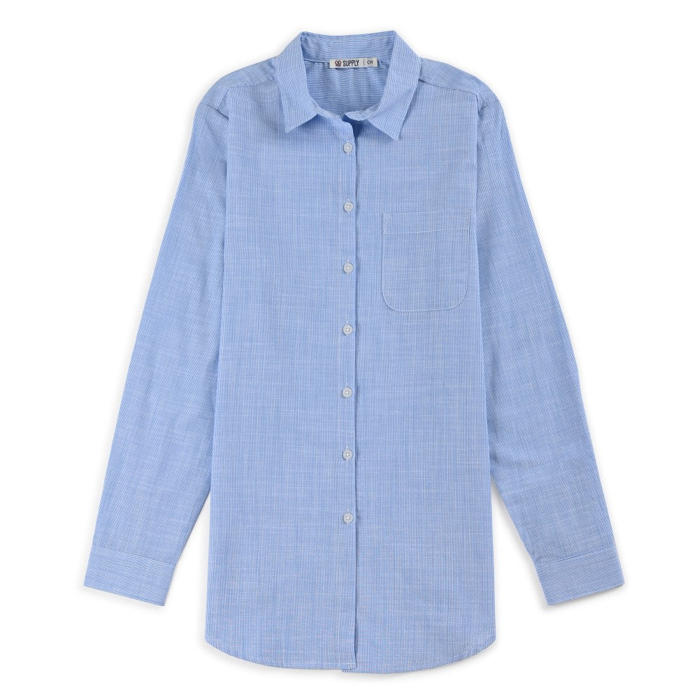 Blusa Para Dama Supply Woman Manga Larga Camisera 7981 Azul