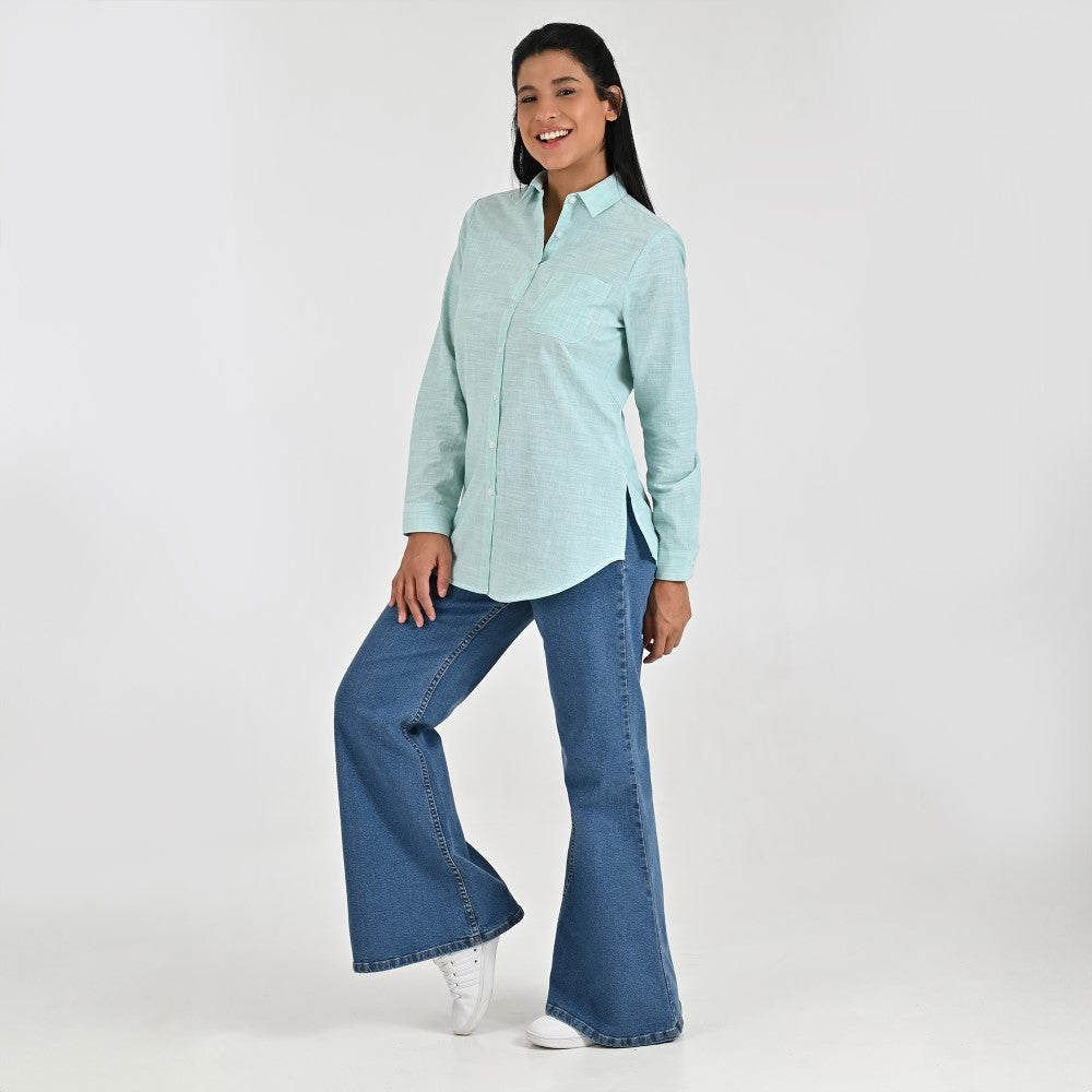 Blusa Para Dama Supply Woman Manga Larga Camisera 7981 Verde