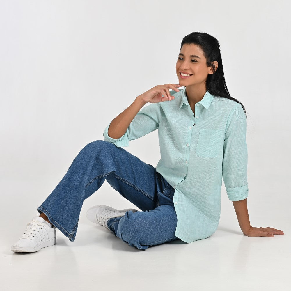 Blusa Para Dama Supply Woman Manga Larga Camisera 7981 Verde