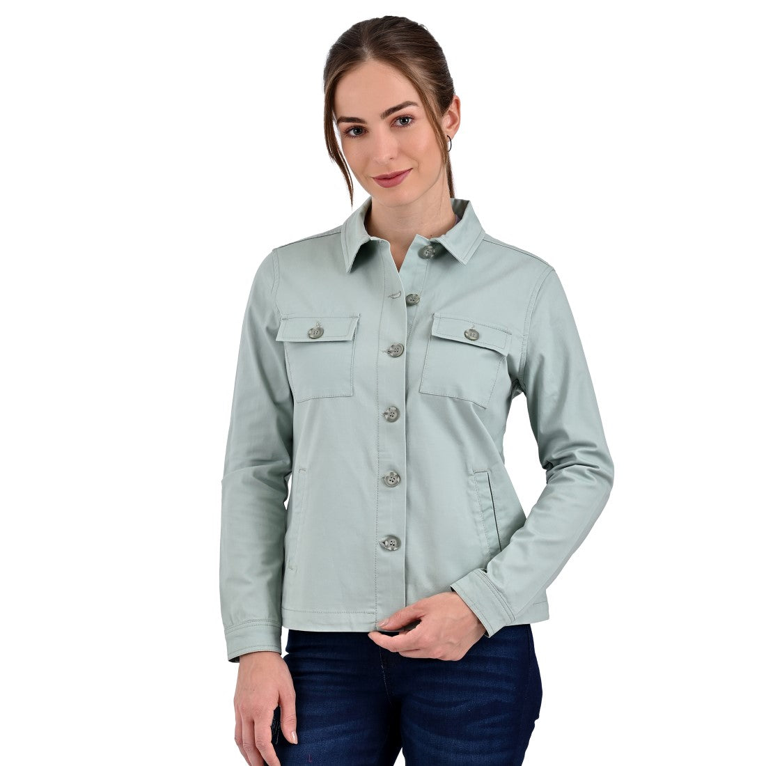 Chamarra Casual Supply Company con botones Verde