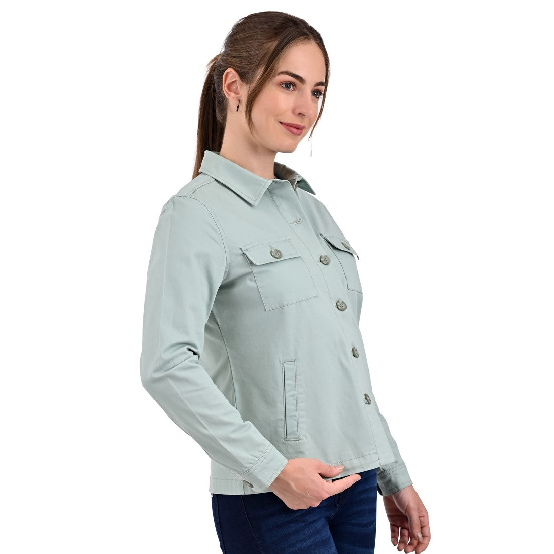 Chamarra Casual Supply Company con botones Verde