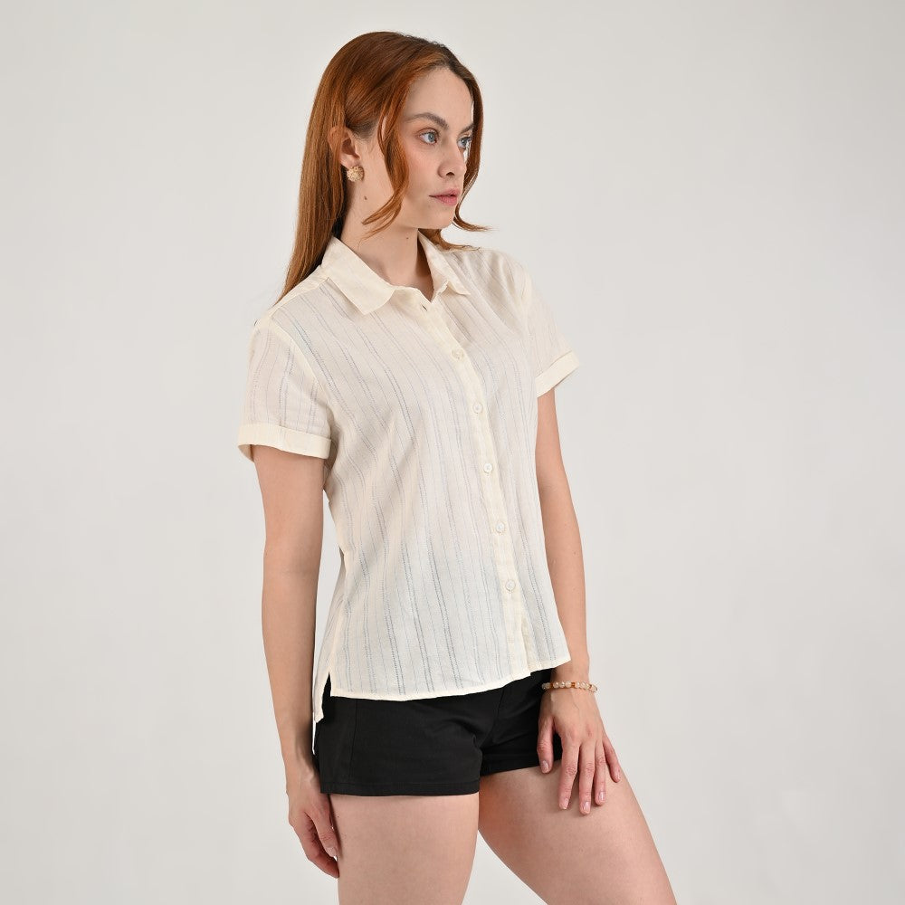 Blusa camisera Supply Woman Manga corta 7733 Hueso