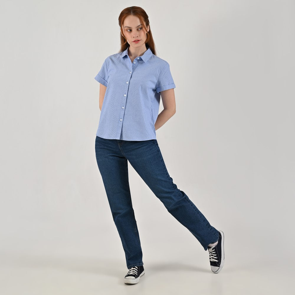 Blusa camisera Supply Woman Manga corta 7734 Azul Cielo