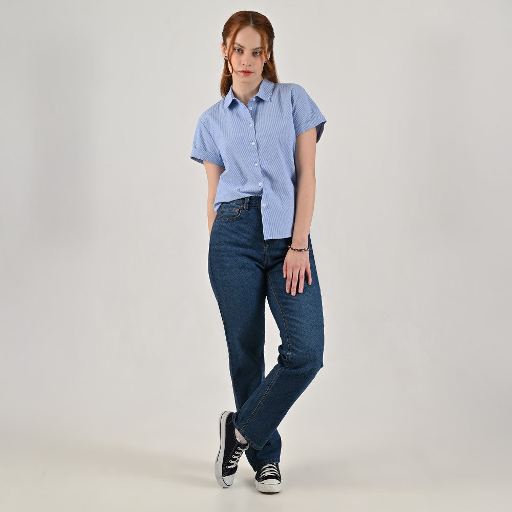 Blusa camisera Supply Woman Manga corta 7734 Azul Cielo