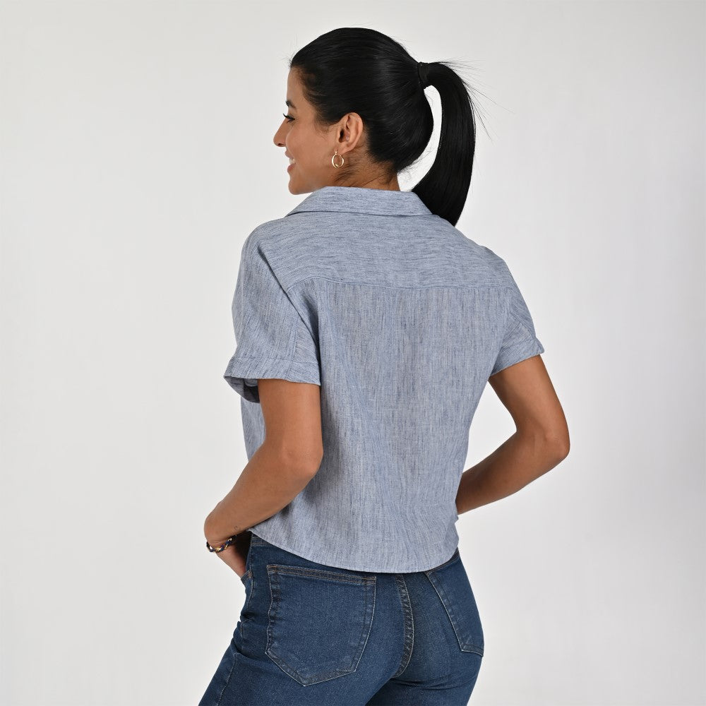 Blusa Para Dama Supply Woman Manga Corta Camisera 7983 Azul Marino