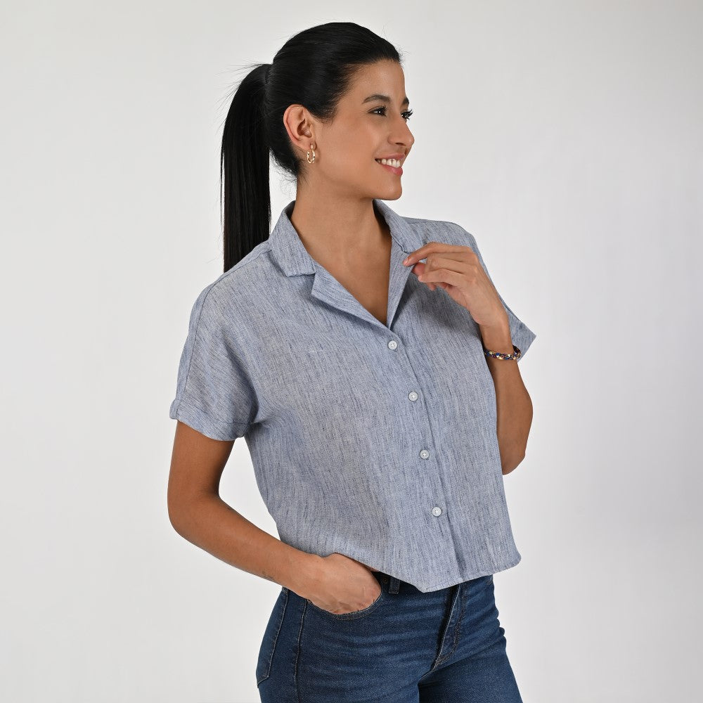 Blusa Para Dama Supply Woman Manga Corta Camisera 7983 Azul Marino