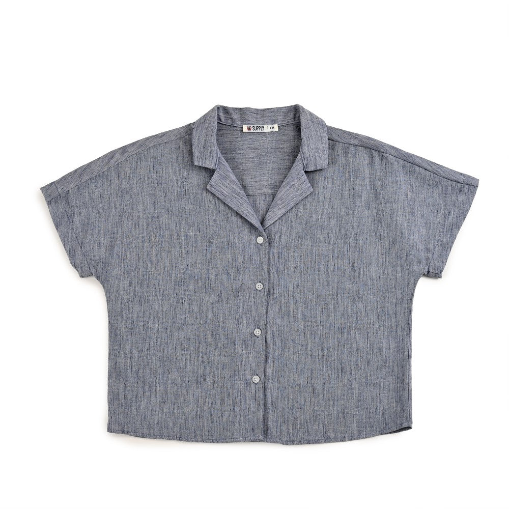Blusa Para Dama Supply Woman Manga Corta Camisera 7983 Azul Marino