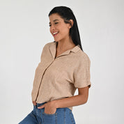 Blusa Para Dama Supply Woman Manga Corta Camisera 7983 Beige Claro