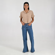 Blusa Para Dama Supply Woman Manga Corta Camisera 7983 Beige Claro