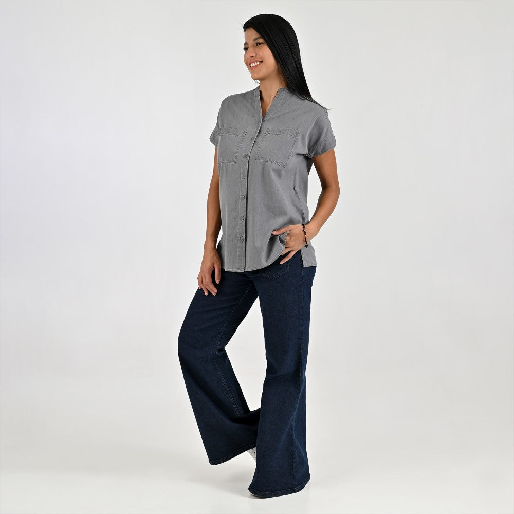 Blusa Para Dama Supply Woman Manga Corta Camisera 2303 Gris