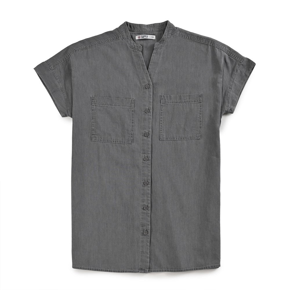 Blusa Para Dama Supply Woman Manga Corta Camisera 2303 Gris