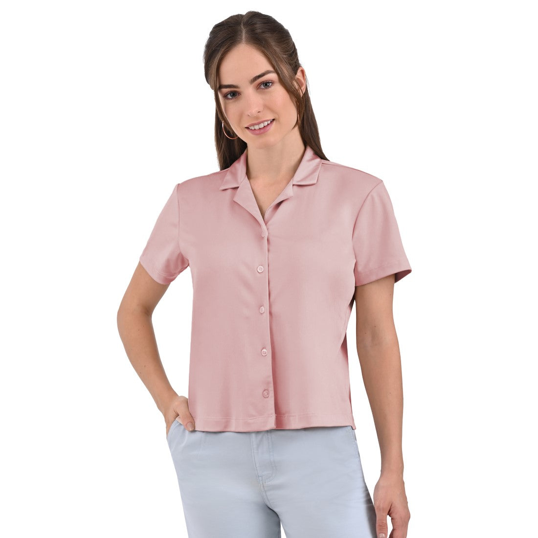 Blusa Supply Company manga corta de botones Rosa