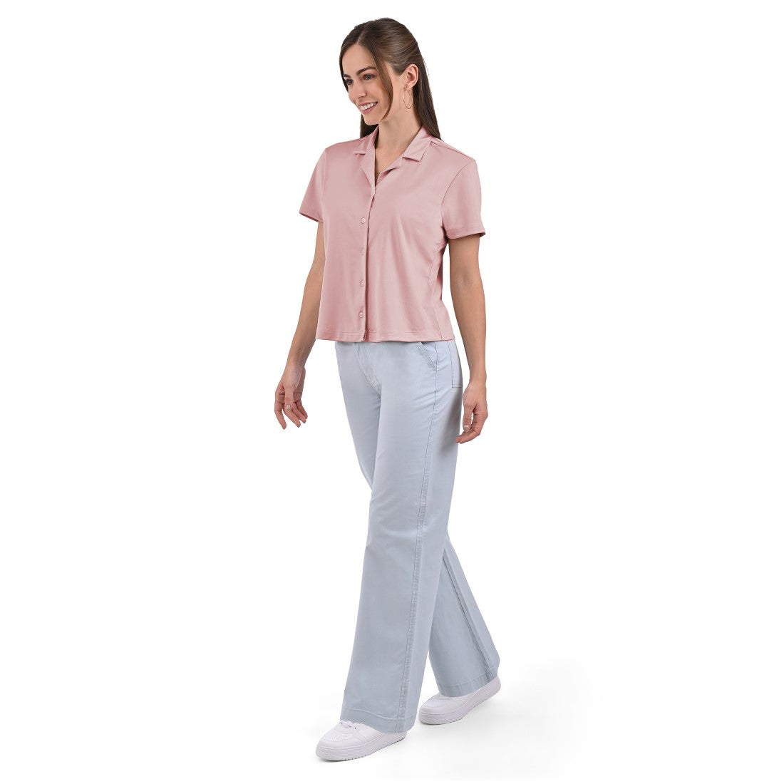 Blusa Supply Company manga corta de botones Rosa