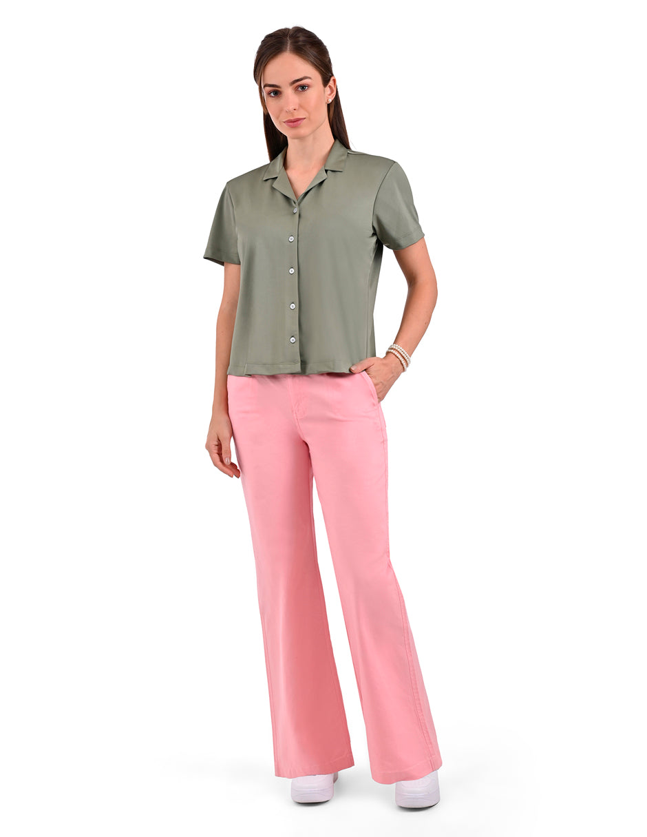 Blusa Supply Company manga corta de botones Verde Olivo