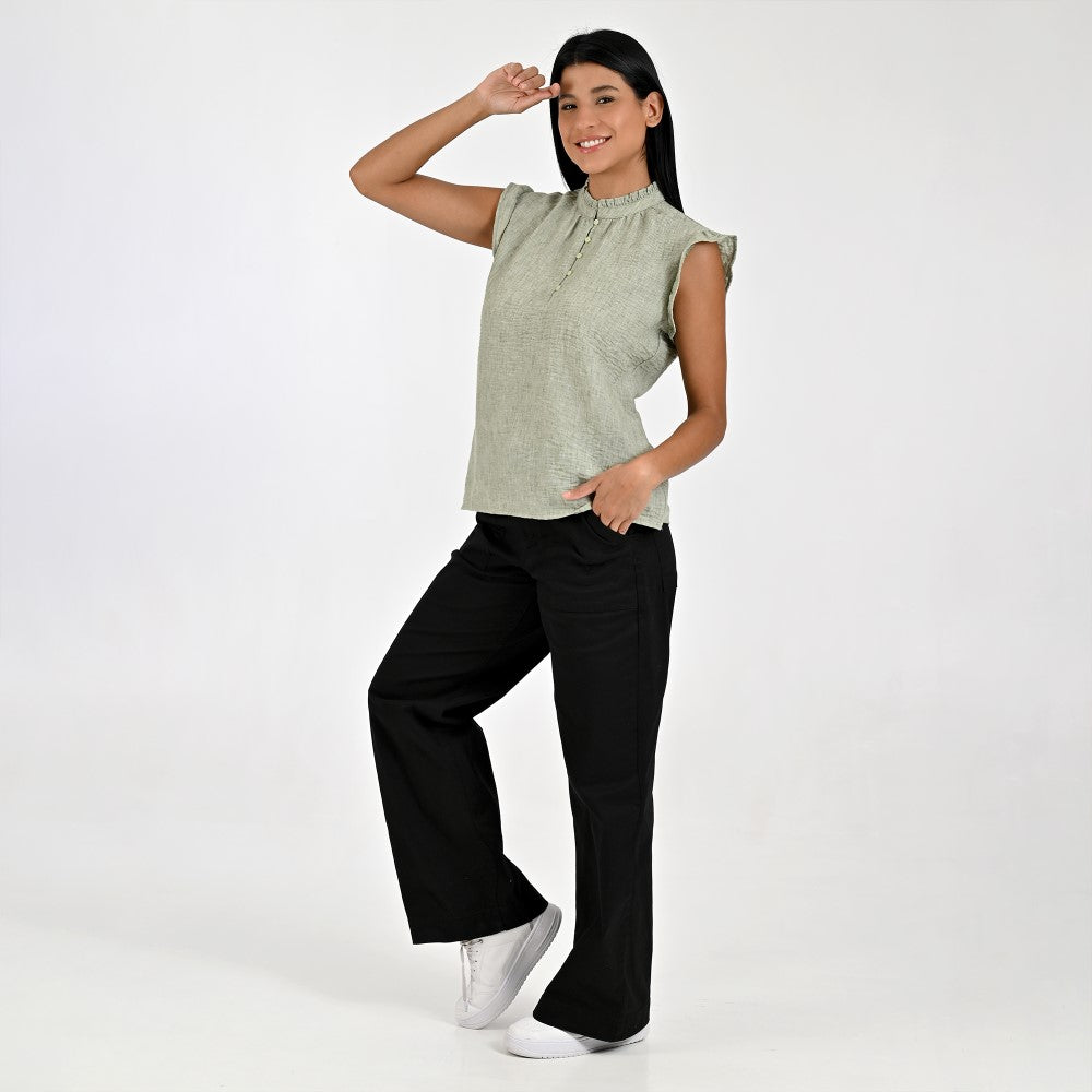 Blusa Para Dama Supply Woman Sin Manga Cuello Redondo 7983 Verde pistache