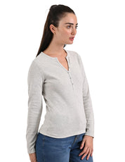 Playera Supply Woman Manga Larga Cuello Henley 2565