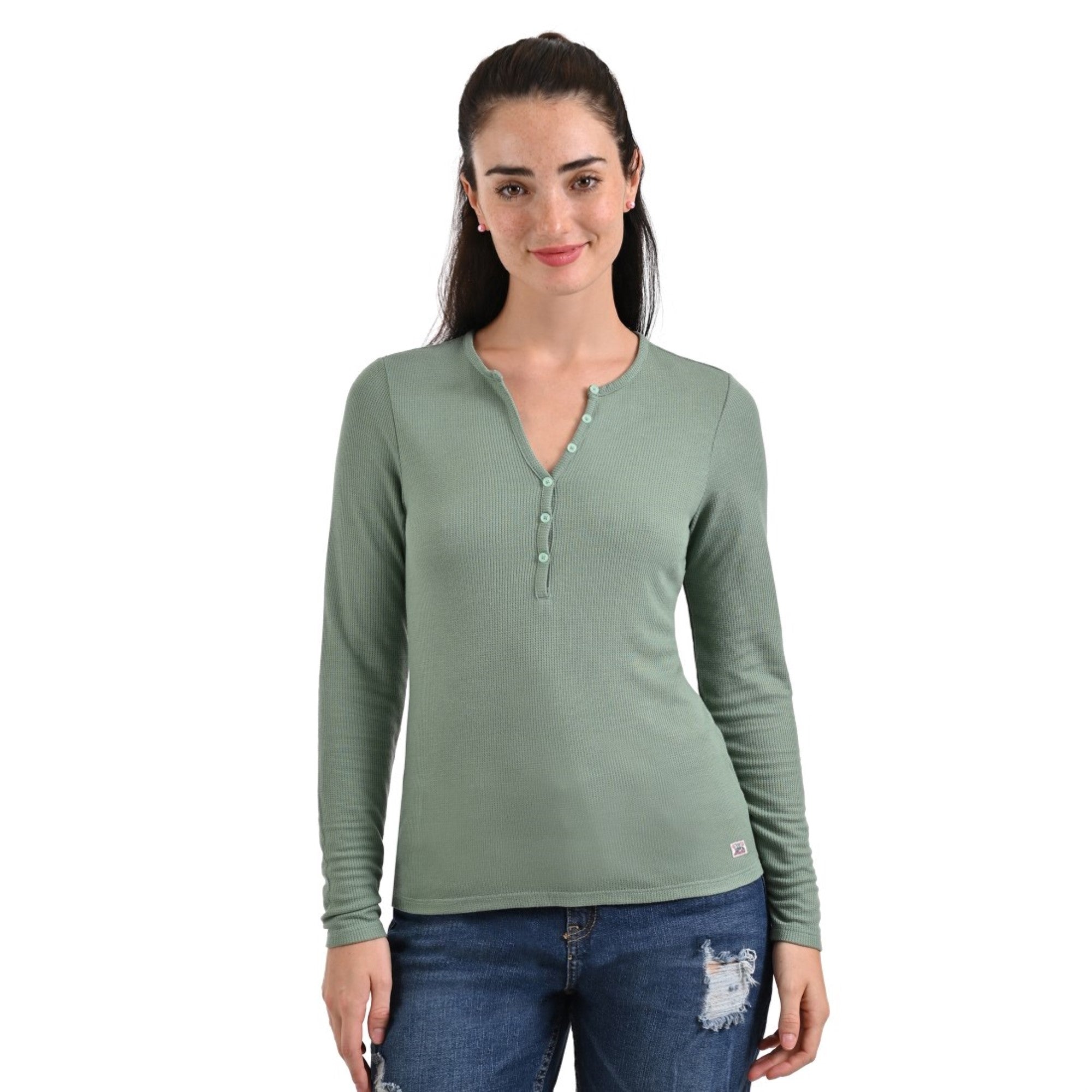 Playera Supply Woman Manga Larga Cuello Henley 2565