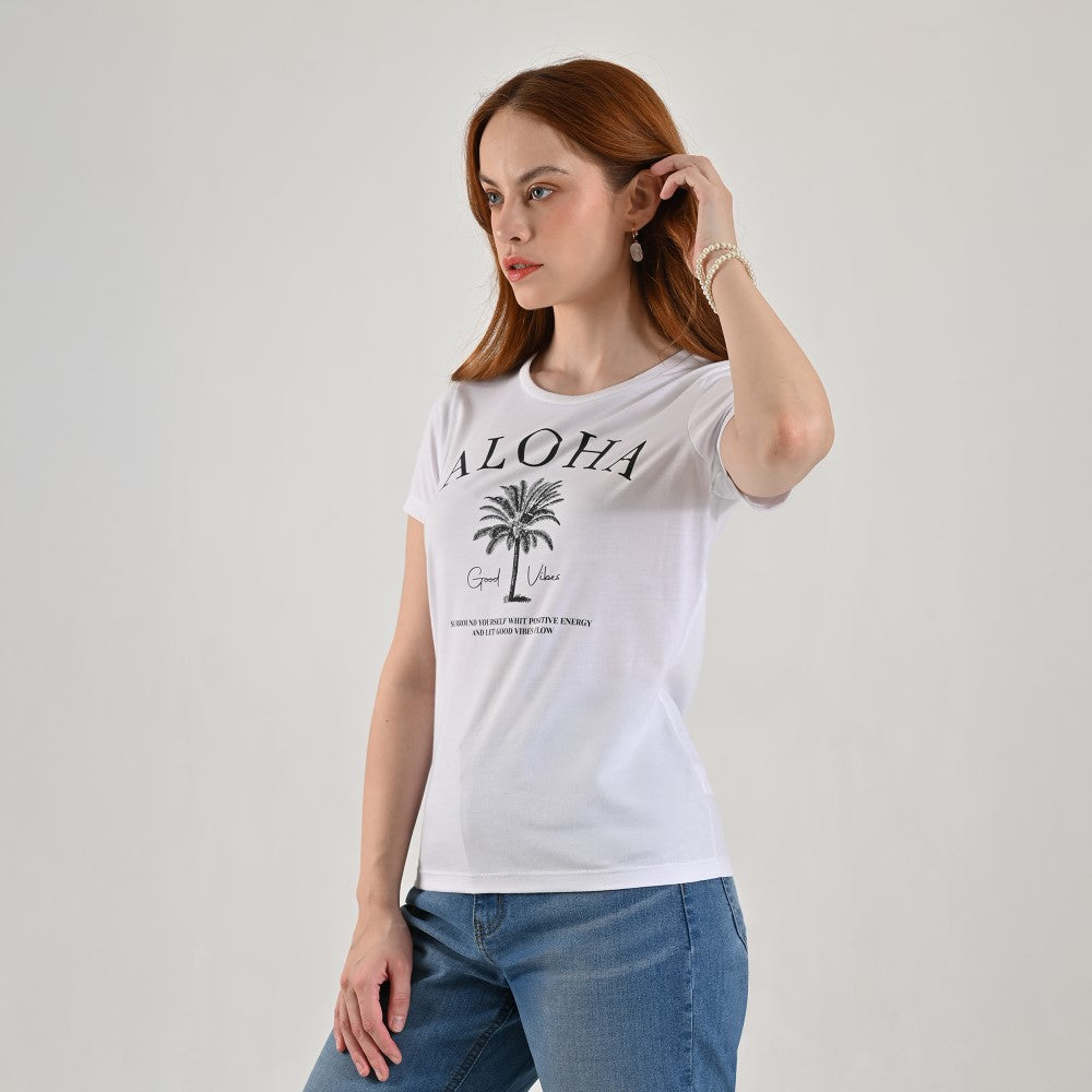 Playera Supply Woman Slim Fit Cuello redondo AB12 Blanco