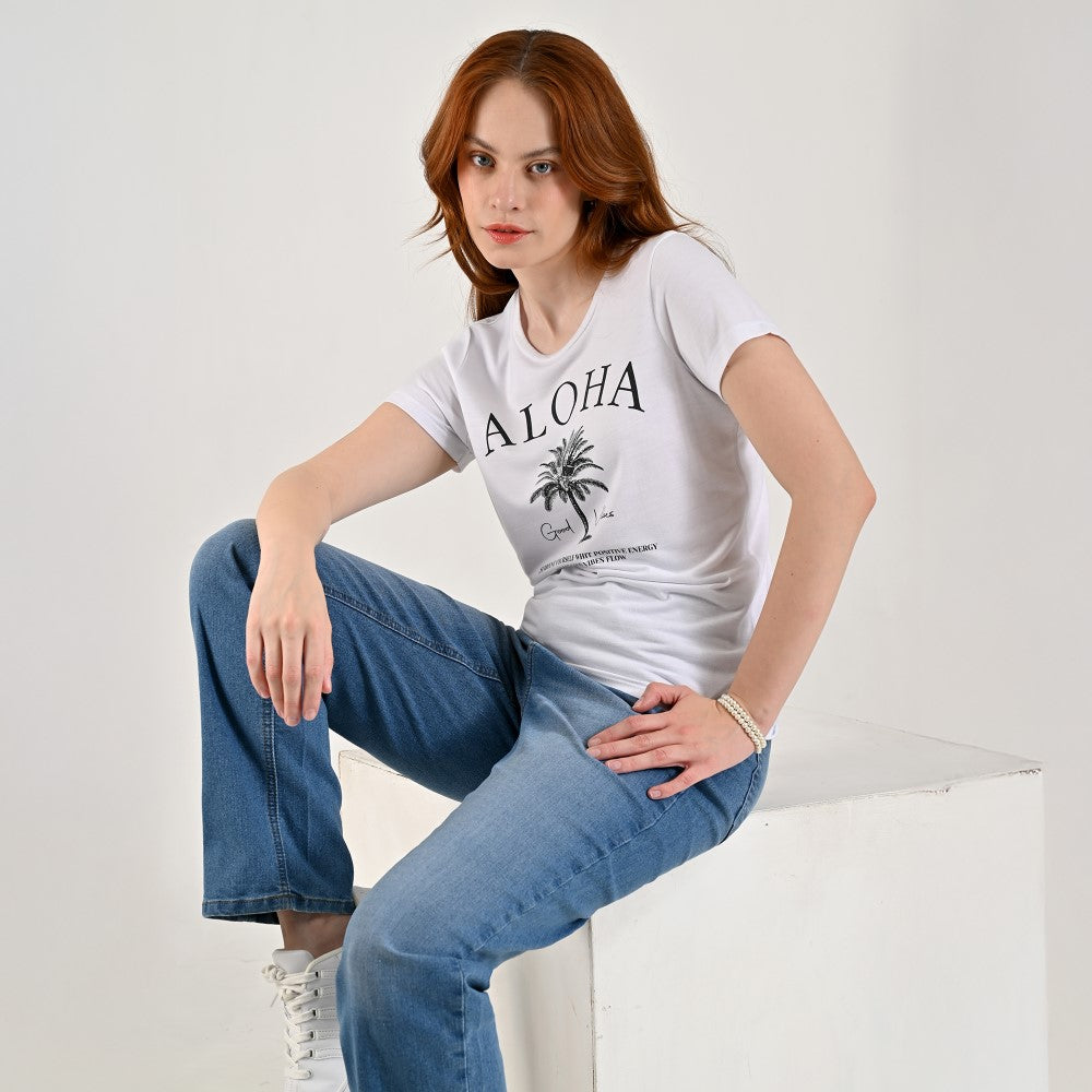 Playera Supply Woman Slim Fit Cuello redondo AB12 Blanco