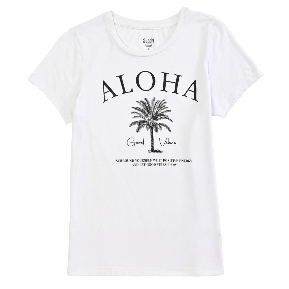Playera Supply Woman Slim Fit Cuello redondo AB12 Blanco