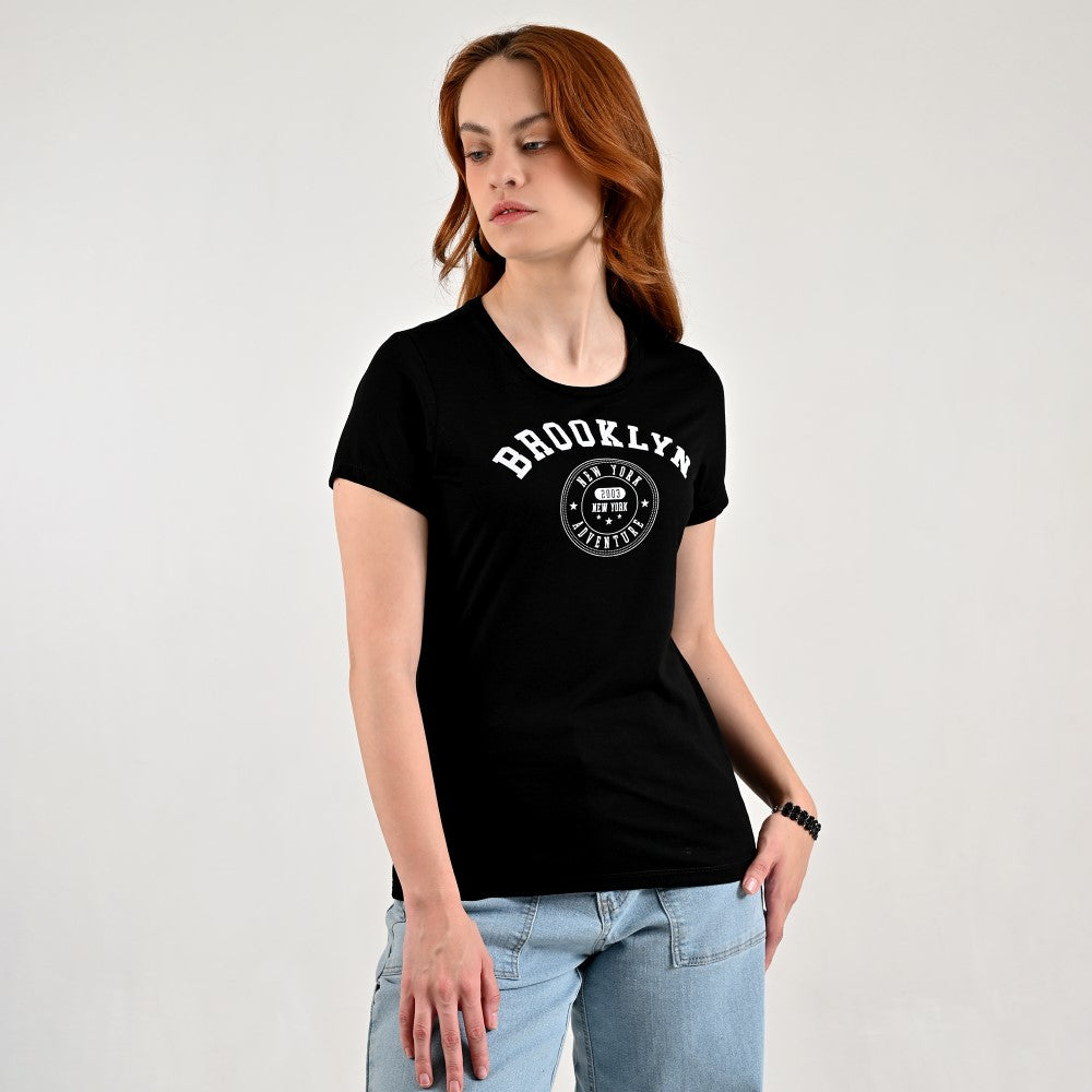 Playera Supply Woman Slim Fit Cuello redondo AB12 Negro