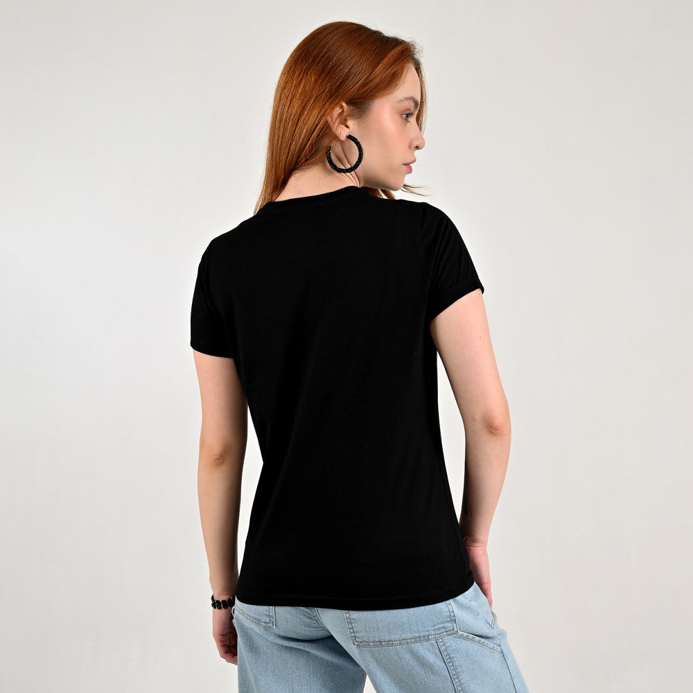 Playera Supply Woman Slim Fit Cuello redondo AB12 Negro