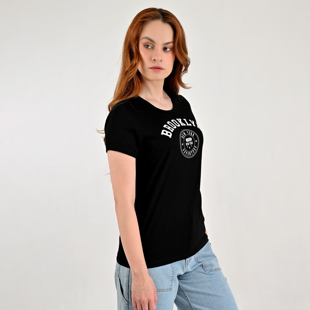 Playera Supply Woman Slim Fit Cuello redondo AB12 Negro