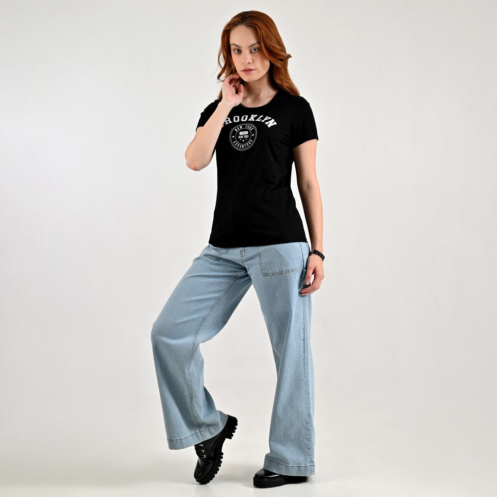 Playera Supply Woman Slim Fit Cuello redondo AB12 Negro