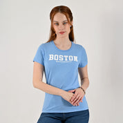 Playera Supply Woman Slim Fit Cuello redondo AB12 Azul Medio
