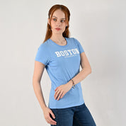 Playera Supply Woman Slim Fit Cuello redondo AB12 Azul Medio