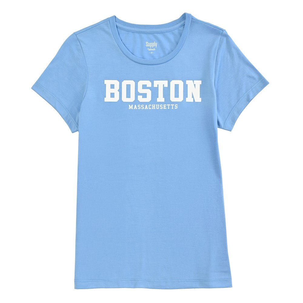 Playera Supply Woman Slim Fit Cuello redondo AB12 Azul Medio
