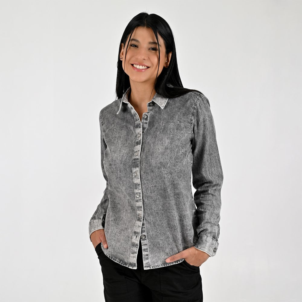Blusa Para Dama Supply Woman Manga Larga Camisera 2303 Gris