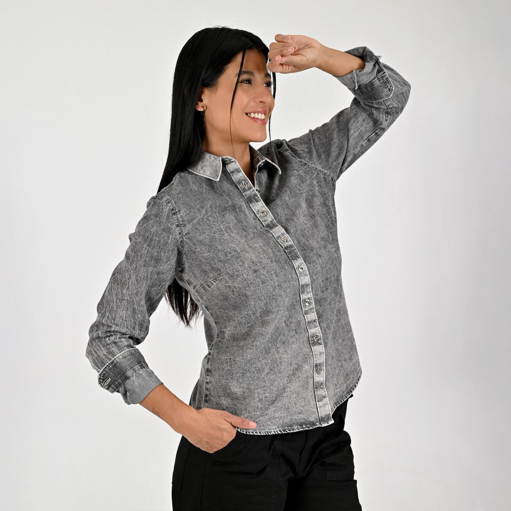 Blusa Para Dama Supply Woman Manga Larga Camisera 2303 Gris