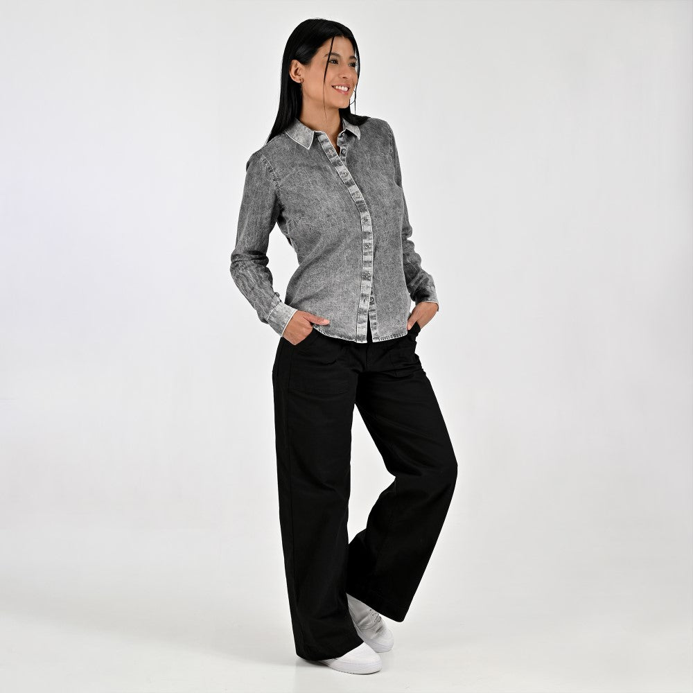 Blusa Para Dama Supply Woman Manga Larga Camisera 2303 Gris