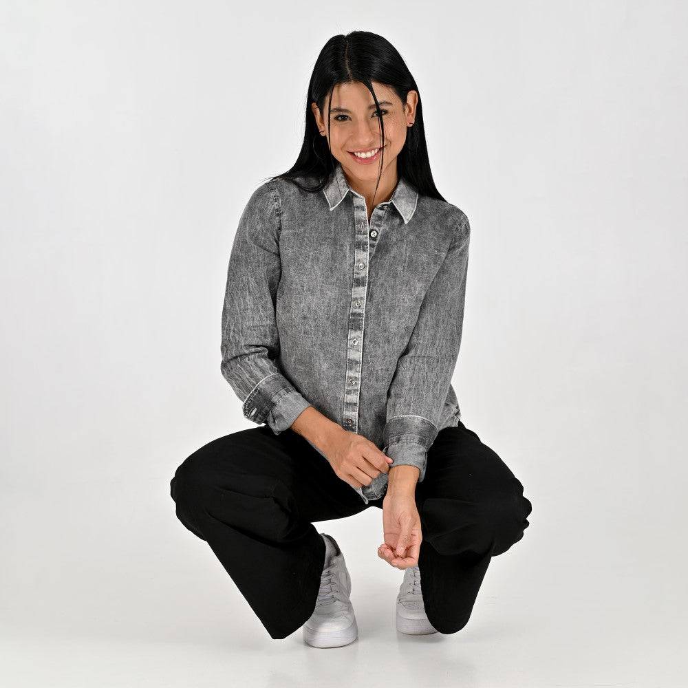 Blusa Para Dama Supply Woman Manga Larga Camisera 2303 Gris
