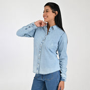 Blusa Para Dama Supply Woman Manga Larga Camisera 2303 Azul Plumbago